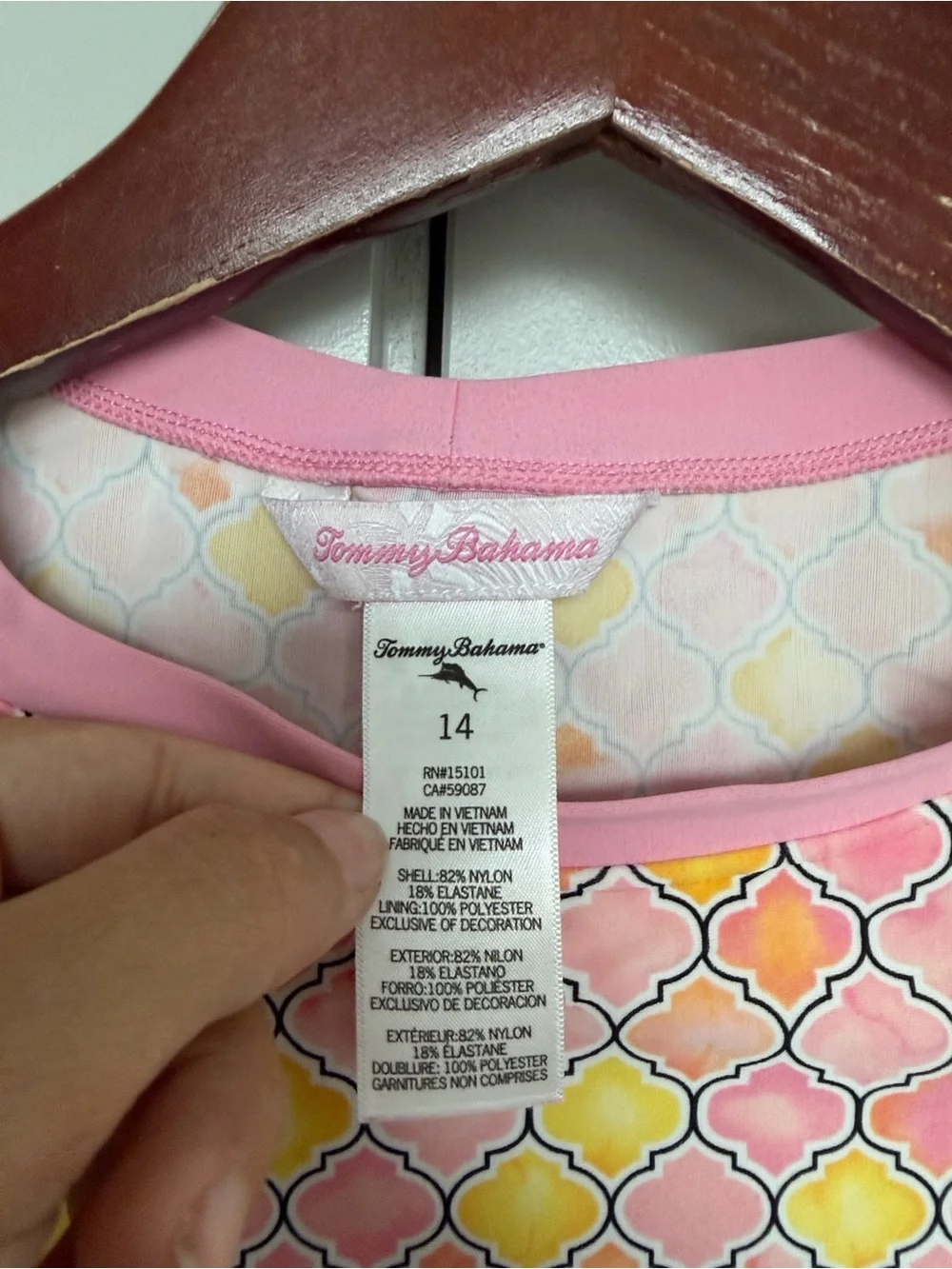 TOMMY BAHAMA RASH GUARD TOP PINK KIDS 14